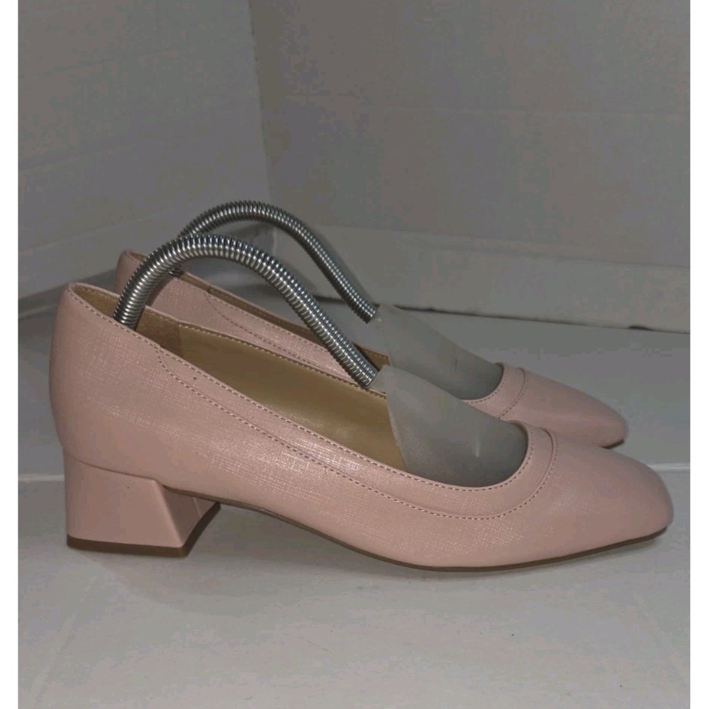 Naturalizer Huntley Block Heel Womens 8.5 Cameo Blush Pink Faux Leather Pumps